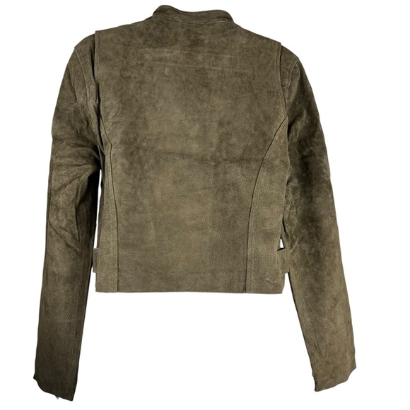 NEW BLANKNYC Cropped Suede Moto Boho Jacket Rosemary Green 100% Leather Jacket - Picture 8 of 12